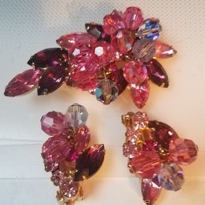 Glam D&E Juliana 50s brooch earrings original set